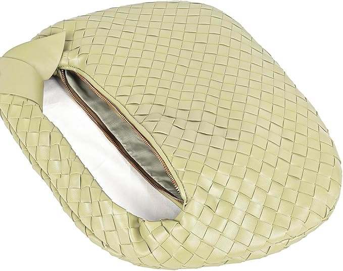 Knotted Woven Leather Handbags Tote with Detachable Bow For Women, Trendy Hobo Dumpling Purse Bag... | Amazon (US)