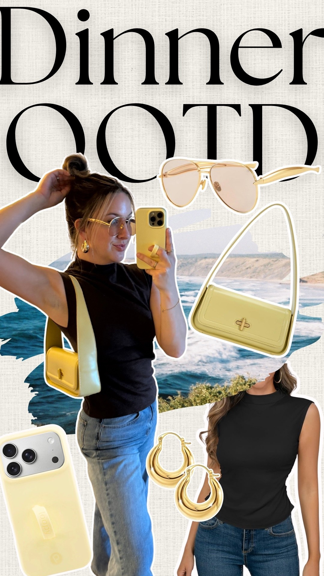 Dinner OOTD on our vacation in California 🌊

#ootd #vacation #travel #dinner #outfit #summer #spring #amazon #yellow #butteryellow #bag #trendy 

#LTKootd #LTKmomlife #LTKTravel
