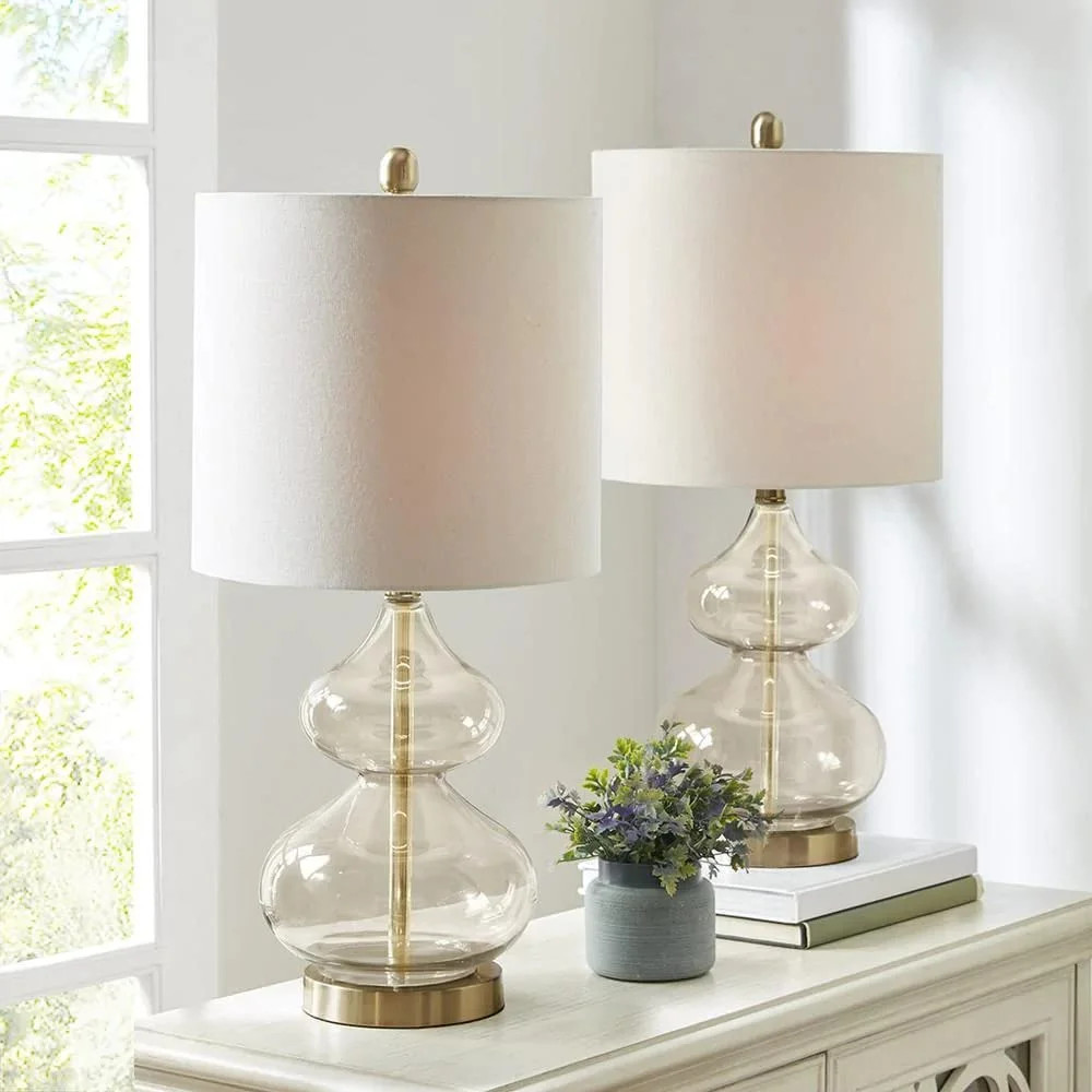 510 Design Modern Luxe Curved Glass Bottle Gourd Shape Table Desk Lamp Set of 2, Gold - Walmart.c... | Walmart (US)