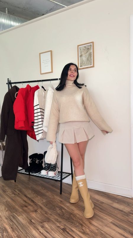 Rainy winter day neutral outfit inspo 🫶🏻 size up on the skort  

#LTKworkwear #LTKSeasonal #LTKstyletip
