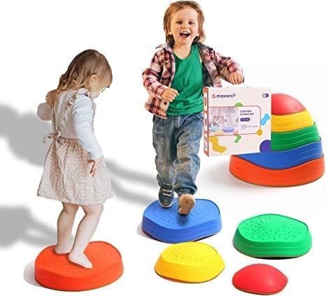 Stepping Stones for Kids, 5pcs Non-Slip Plastic Balance River Stones for Promoting Children's Coo... | Amazon (US)