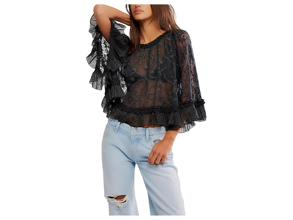 Free People Carly Cape Top Women's Clothing Bitumen : MD (Women's 8-10), Cotton | Zappos