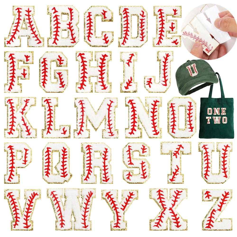 Self-Adhesive Letters Chenille Patches: 26PCS Baseball Letter Patches Stickers Varsity Letter Pat... | Amazon (US)