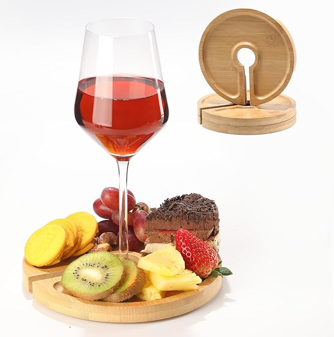 Mini Charcuterie Board with Wine Holder, Wine Glass Charcuterie Topper, Wine Gifts Accessories, C... | Amazon (US)
