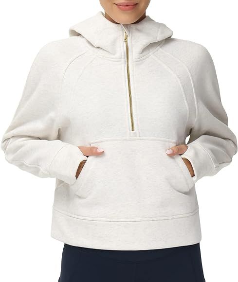 THE GYM PEOPLE Womens' Hoodies Half Zip Long Sleeve Fleece Crop Pullover Sweatshirts with Pockets Thumb Hole | Amazon (US)