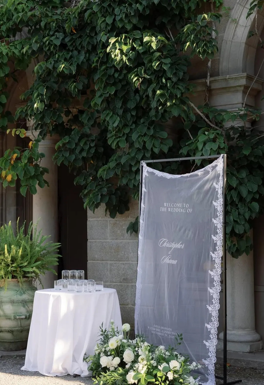 Lace Welcome Sign, Sheer Fabric, Wedding Sign | Etsy (US)