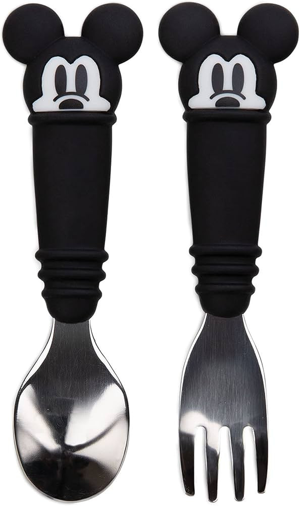 Bumkins Disney Toddler Utensils, Kids Size Fork and Spoon Set, Silicone and Stainless-Steel Train... | Amazon (US)