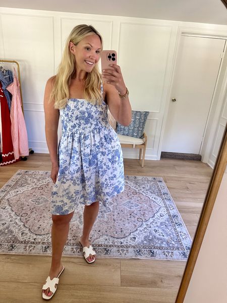 Perfect everyday dress and it’s a great pattern as well. It has pockets and a stretchy smocked top with adjustable straps. I’m wearing a med  Summer dress / sandals 

#LTKMidsize #LTKFindsUnder50 #LTKStyleTip