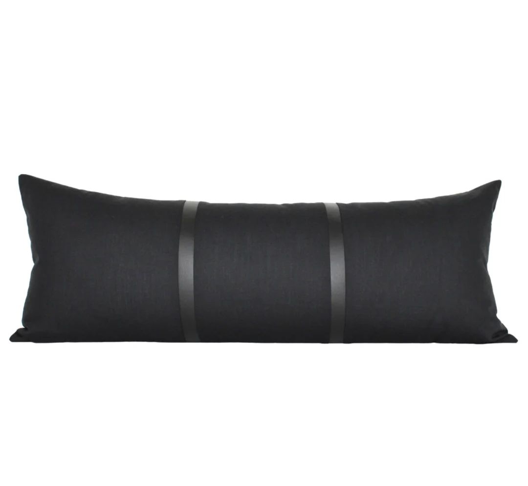 Extra Large Lumbar Decor Pillow| All In black Pillow Cover| Cushion Lumbar Pillow| 12x36 14x36 Cu... | Etsy (US)