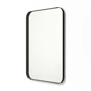 24 in. x 36 in. Metal Framed Rounded Rectangle Bathroom Vanity Mirror in Black | The Home Depot