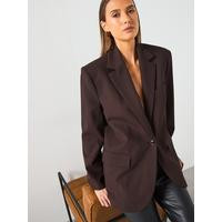 Mango Straight Fit Suit Jacket - Brown | Very (UK)
