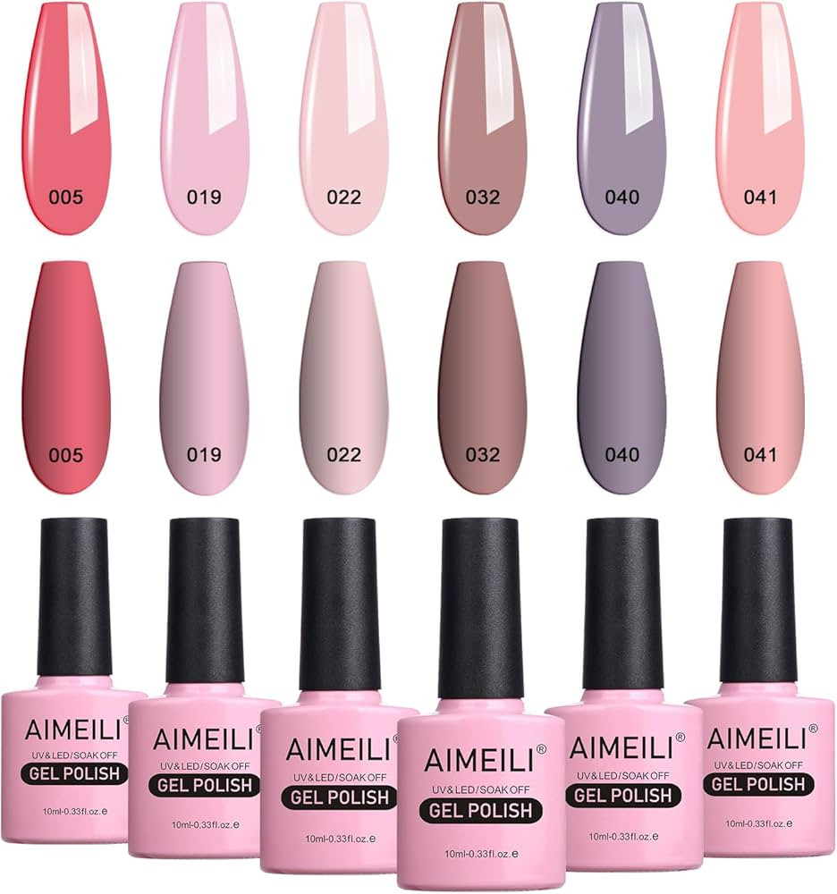 AIMEILI Soak Off Gel Nail Polish Gifts for Mother's Day, Pastel Pink Nude Color Natural Skin Tone... | Amazon (US)