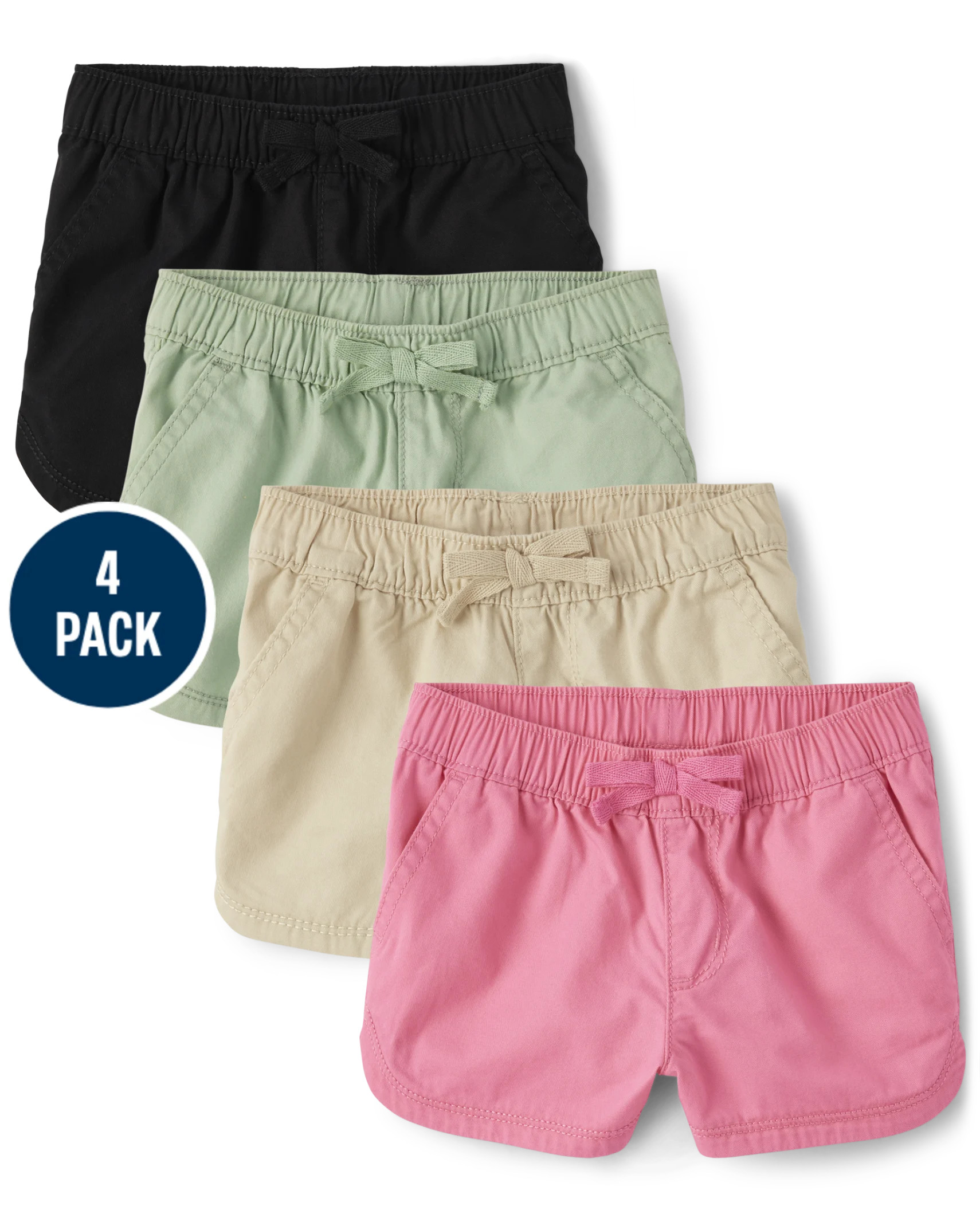 Toddler Girls Twill Pull On Shorts 4-Pack - bright pink | The Children's Place