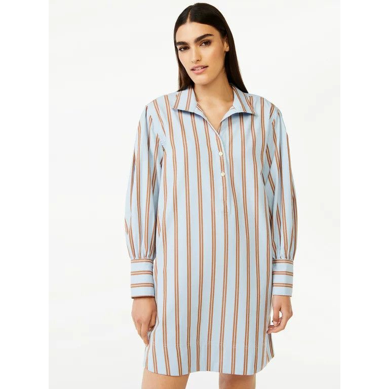 Free Assembly Women's Shift Mini Dress with Blouson Sleeves | Walmart (US)