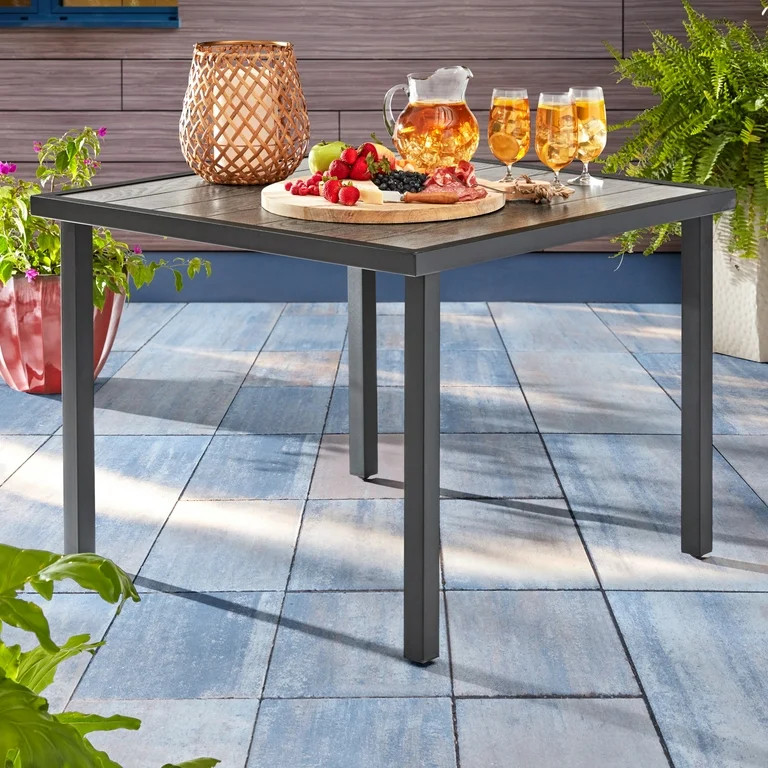 Hans Embossed Wood Grain Top Outdoor Dining Table - Walmart.com | Walmart (US)