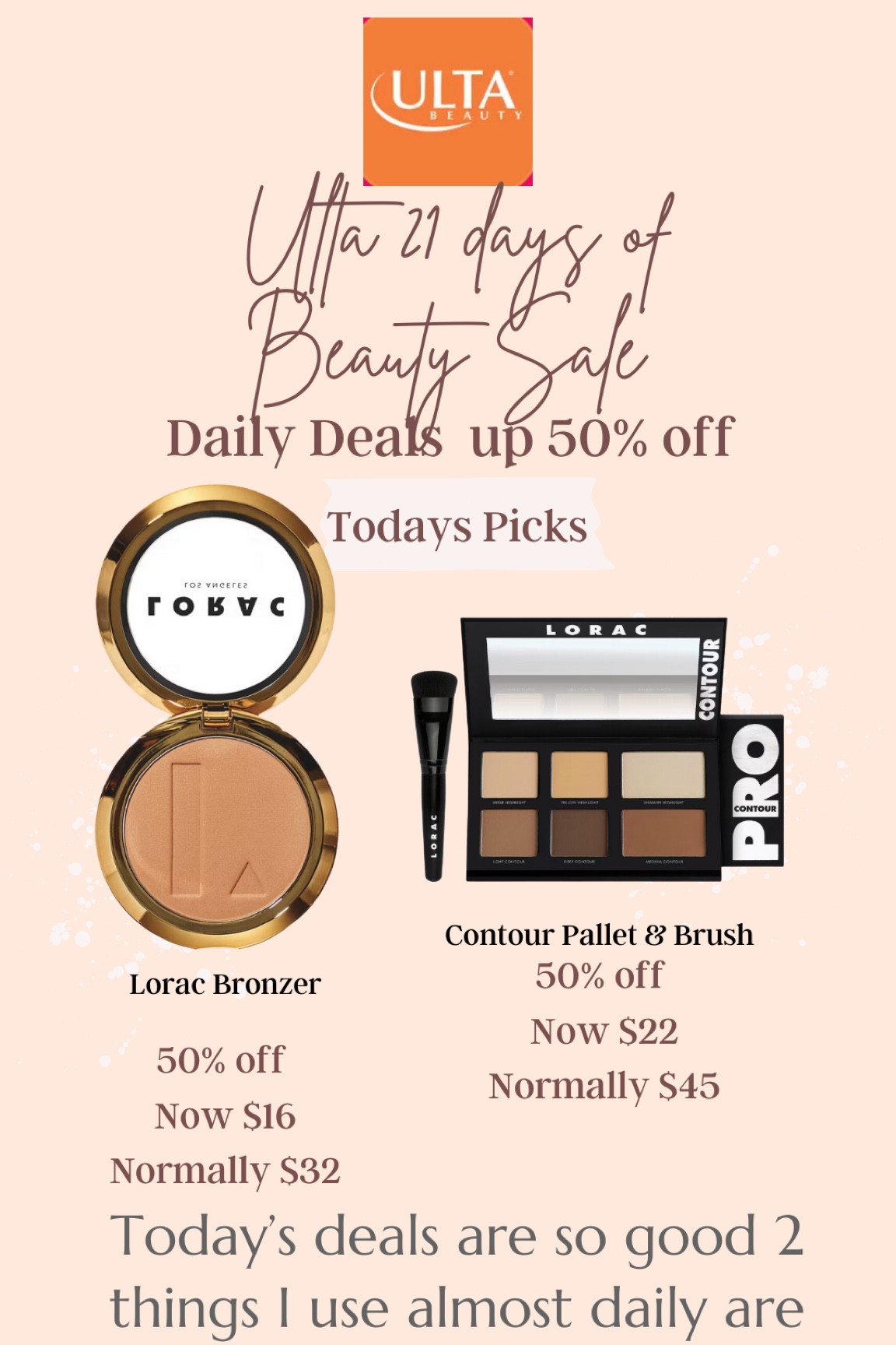 Ulta Beauty 21 days of Beauty Sales 

Two great products today at 50% off

Lorac Bronzer and contour brush set 
Now $16 & $22 

Great stocking stuffers too

#LTKSaleAlert #LTKFindsUnder50 #LTKBeauty
