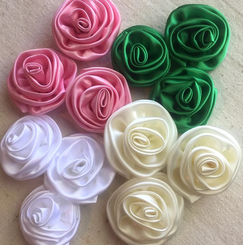 Set of 3 Small Satin Roses With Plain Backs, Choose a Color one Color per Set - Etsy | Etsy (US)