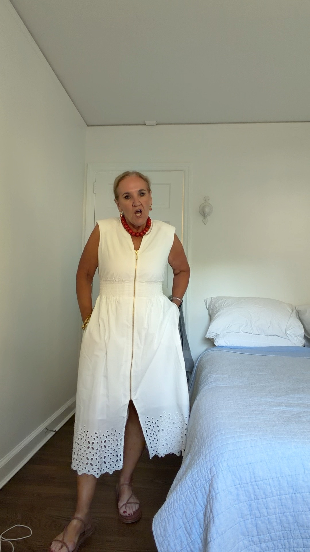 Heading out to the local fireworks celebration 

Love this white dress. Perfect casual or dressed up. It’ll work! 
My necklace and earrings are both on sale

#LTKSaleAlert #LTKOver40 #LTKSeasonal