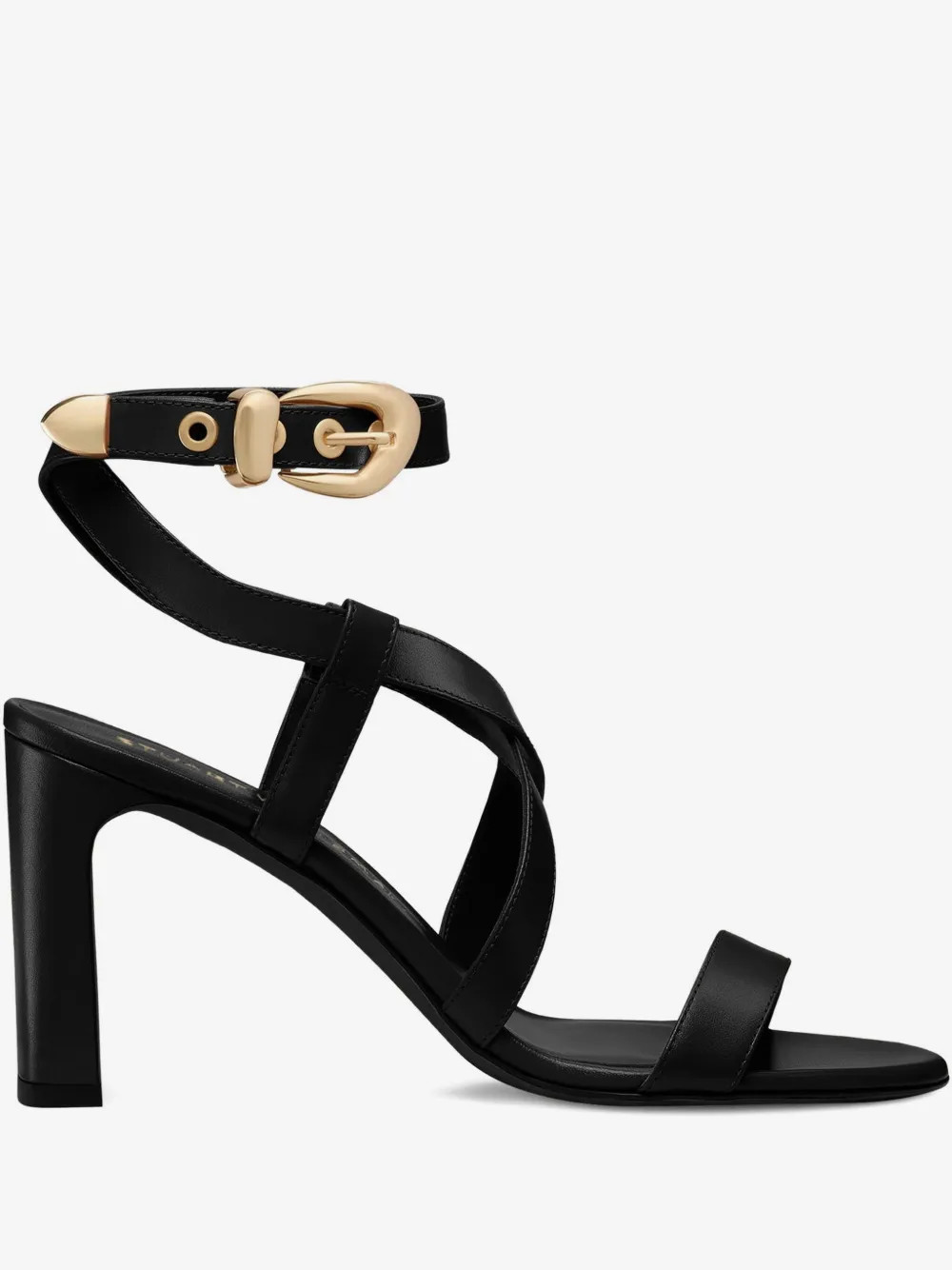Stuart Weitzman buckle-embellished crossover sandals - Black | Farfetch Global
