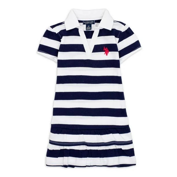 U.S. Polo Assn. Toddler Girl Stripe Ruffle Dress (2T-5T) - Walmart.com | Walmart (US)