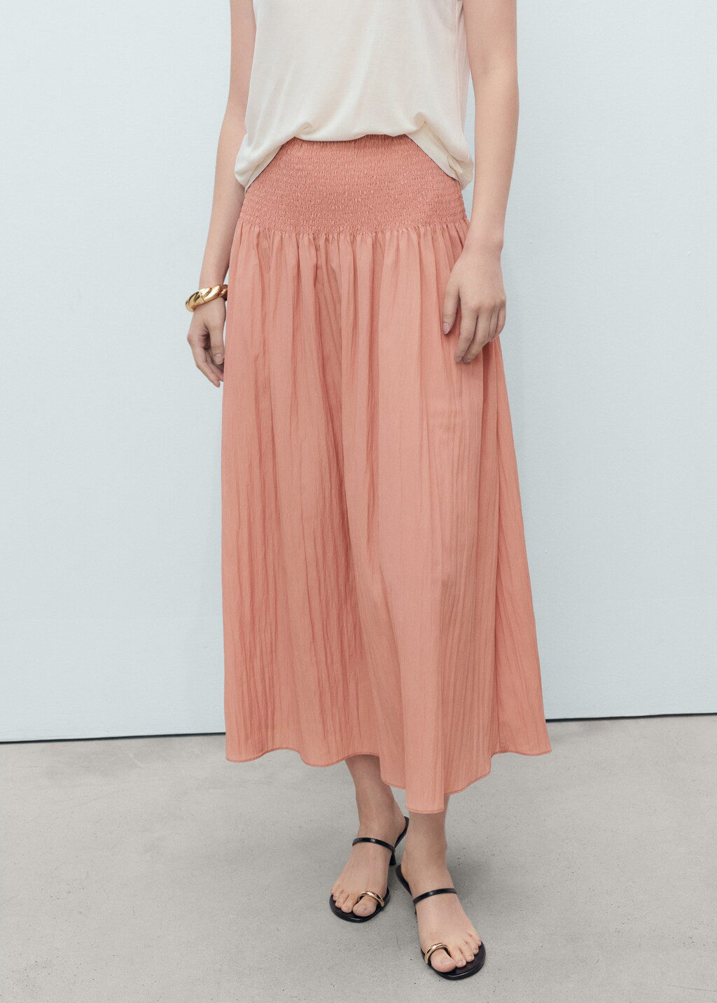 Gathered midi-skirt with panels - Women | MANGO United Kingdom | MANGO (UK)