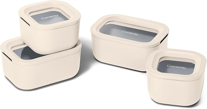 Caraway Mini Food Storage 9pc Set - Glass Storage Containers for Food - Non-Toxic Ceramic-Coated ... | Amazon (US)