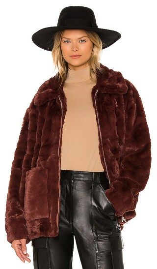 Kianna Faux Fur Jacket in Cola | Revolve Clothing (Global)