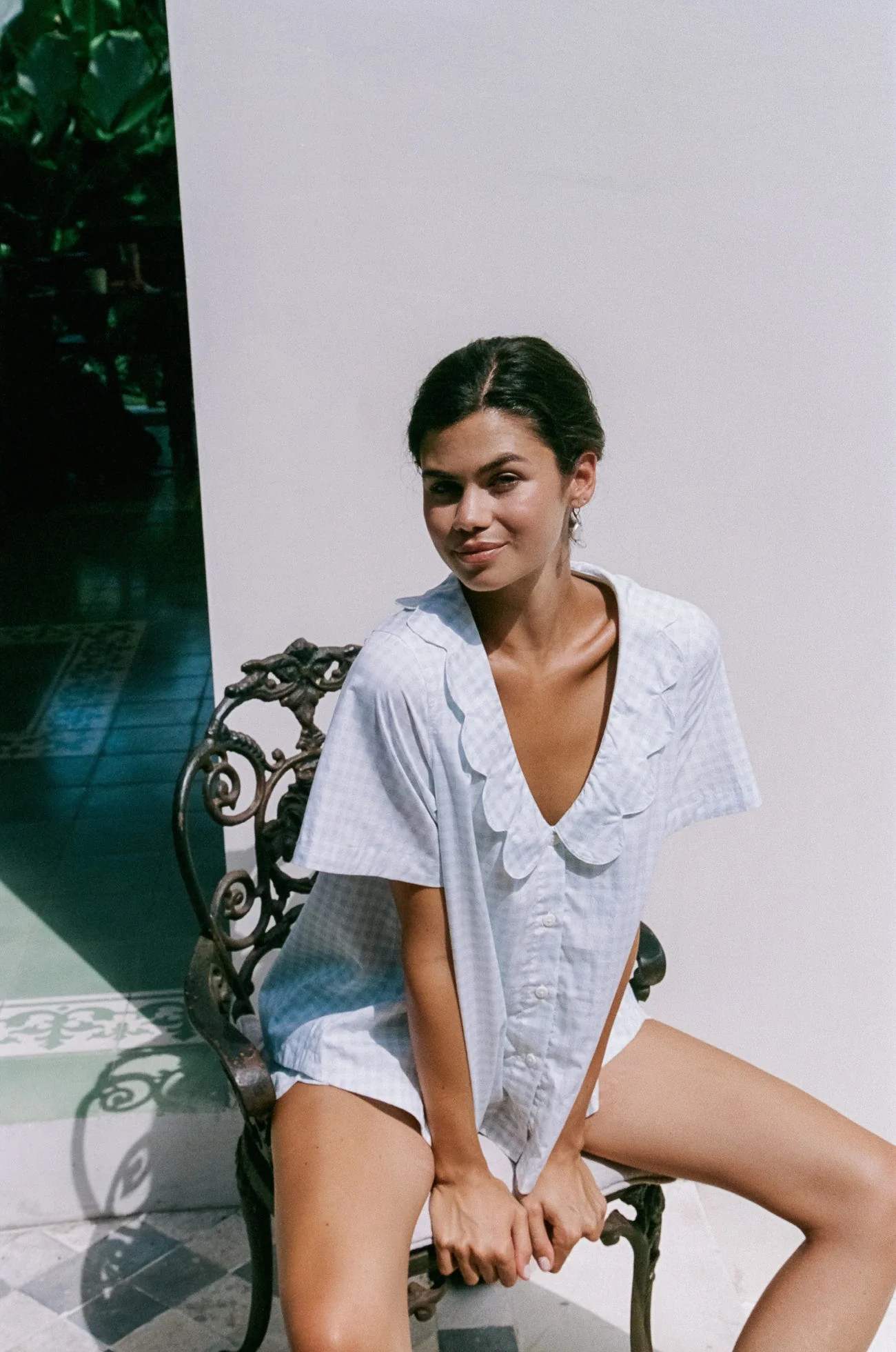 Penelope Sleep Set - Gingham Pale Blue | Piyama US