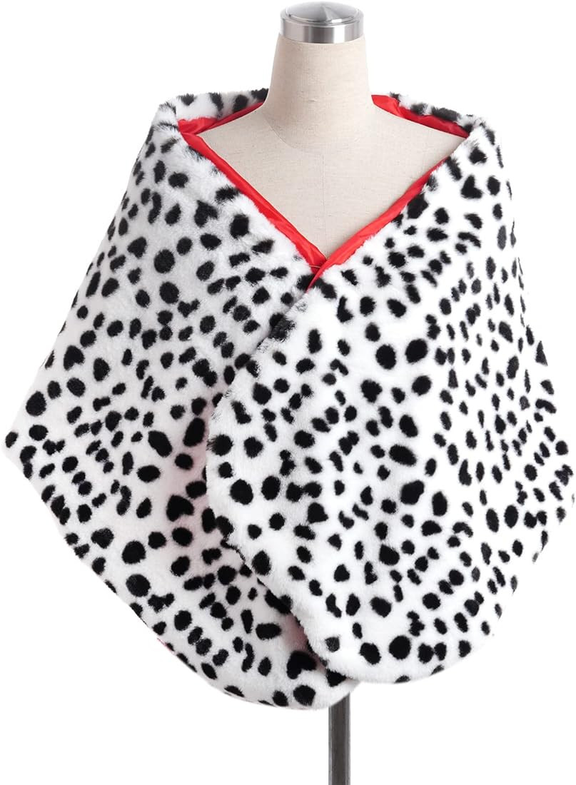 Pistha Dalmatian Scarf Women Faux Dalmation Stole Black White Coat Fancy Dress Costume for Hallow... | Amazon (US)