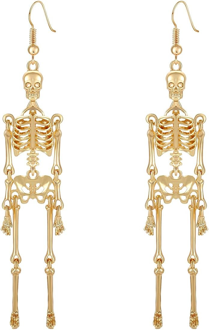 CEALXHENY Halloween Skeleton Earrings Spooky Skull Skeleton Dangle Earrings for Women Girls Costu... | Amazon (US)