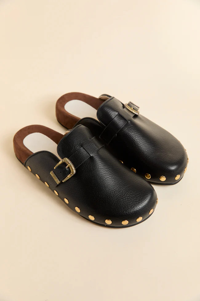 Toni Black Studded Clogs | Pink Lily