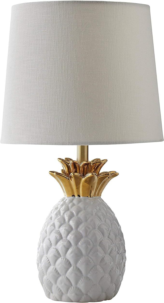 Amazon Brand – Rivet Pineapple Ceramic Table Lamp, Modern, 18"H, White and Gold | Amazon (US)