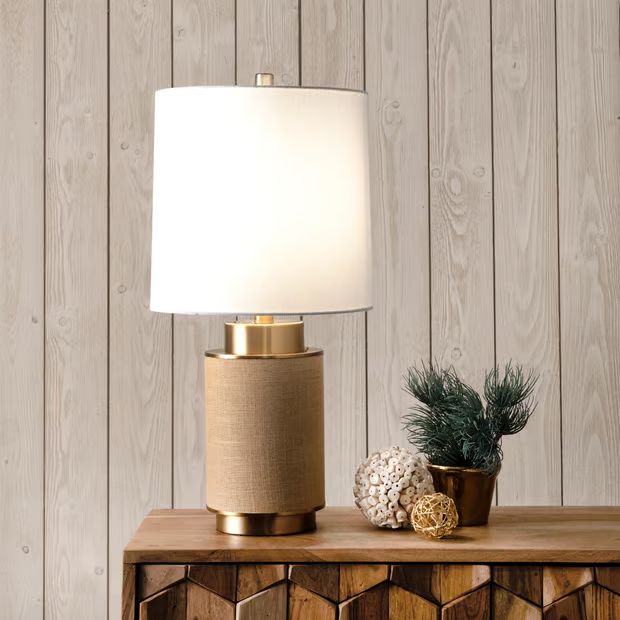 Beige 24-inch Draped Iron Vase Table Lamp | Rugs USA