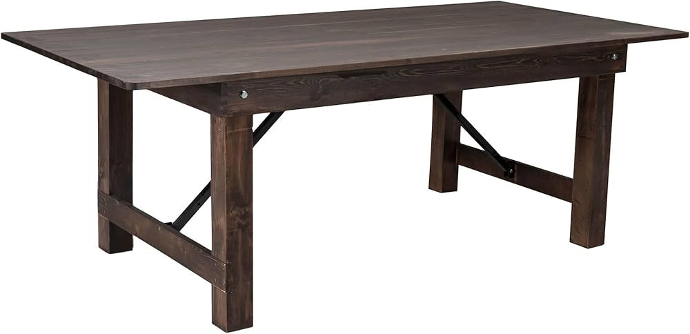 Flash Furniture HERCULES 7' x 40" Rectangular Antique Rustic Solid Pine Folding Farm Table, Mahog... | Amazon (US)