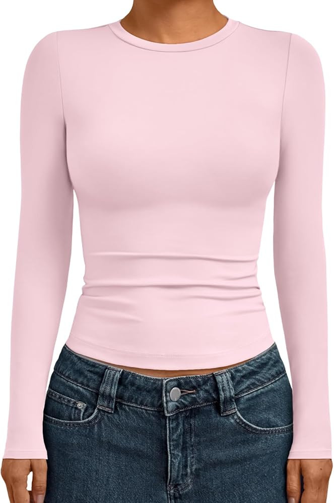 AUTOMET Womens Long Sleeve Shirts Basic Compression Going Out Crop Tops Fall Fashion Y2K Clothes ... | Amazon (US)