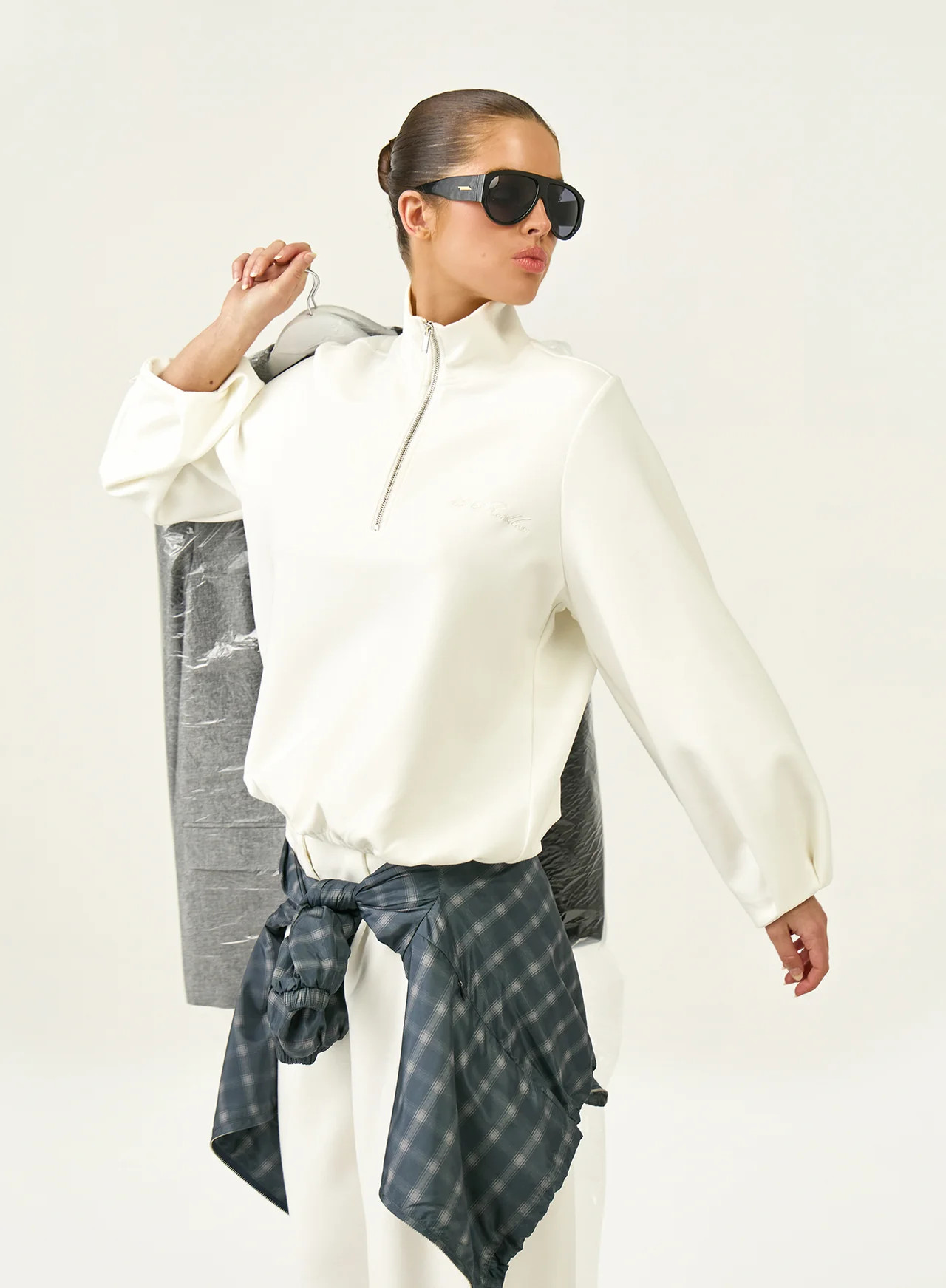 Women's Cream Funnel Neck Quarter Zip Sweatshirt | Sylvie | 4th & Reckless | 4th & Reckless