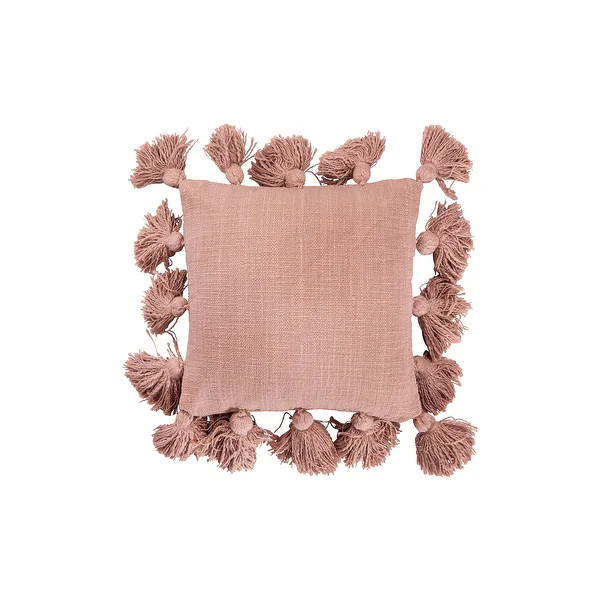 Mini Square Cotton Pillow with Tassels - Blush | Bed Bath & Beyond