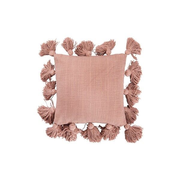 Mini Square Cotton Pillow with Tassels - Blush | Bed Bath & Beyond