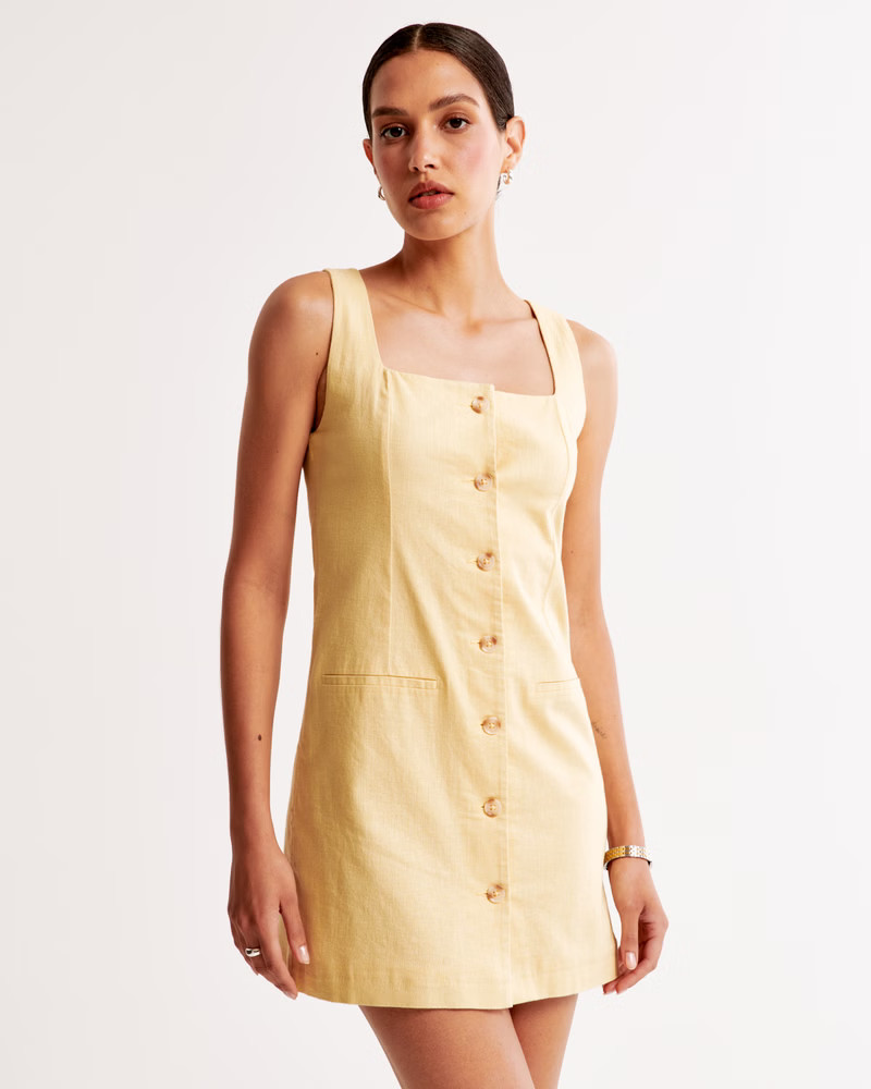 Women's The A&F Mara Squareneck Linen-Blend Vest Mini Dress | Women's Dresses & Jumpsuits | Aberc... | Abercrombie & Fitch (US)