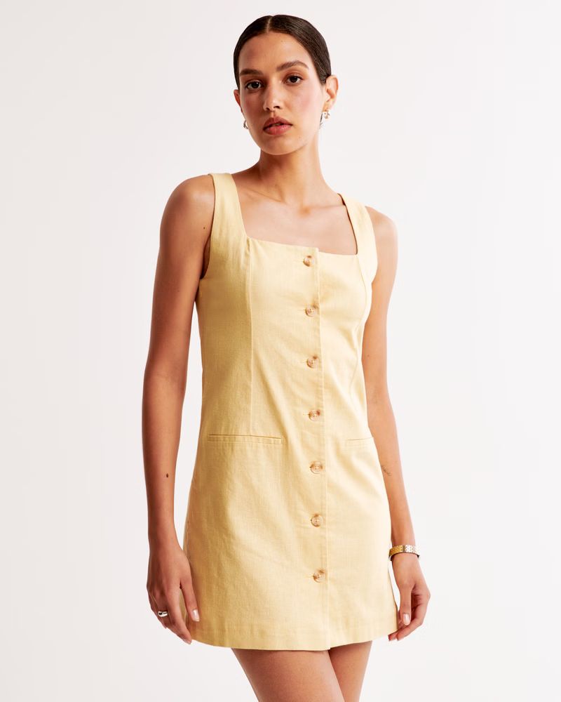 Women's The A&F Mara Squareneck Linen-Blend Vest Mini Dress | Women's New Arrivals | Abercrombie.... | Abercrombie & Fitch (US)