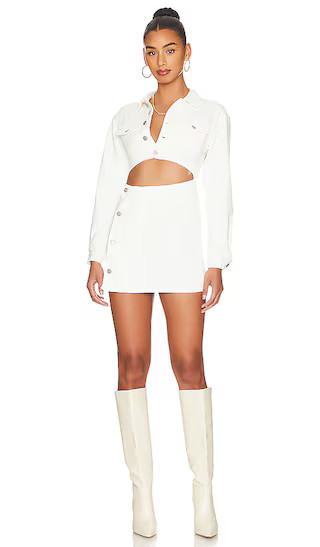 Mika Button Front Dress in White Denim | Revolve Clothing (Global)