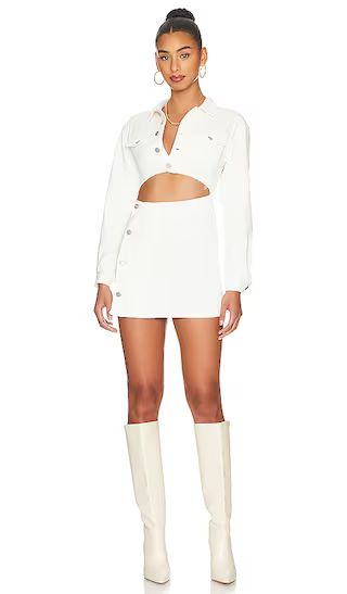 Mika Button Front Dress in White Denim | Revolve Clothing (Global)