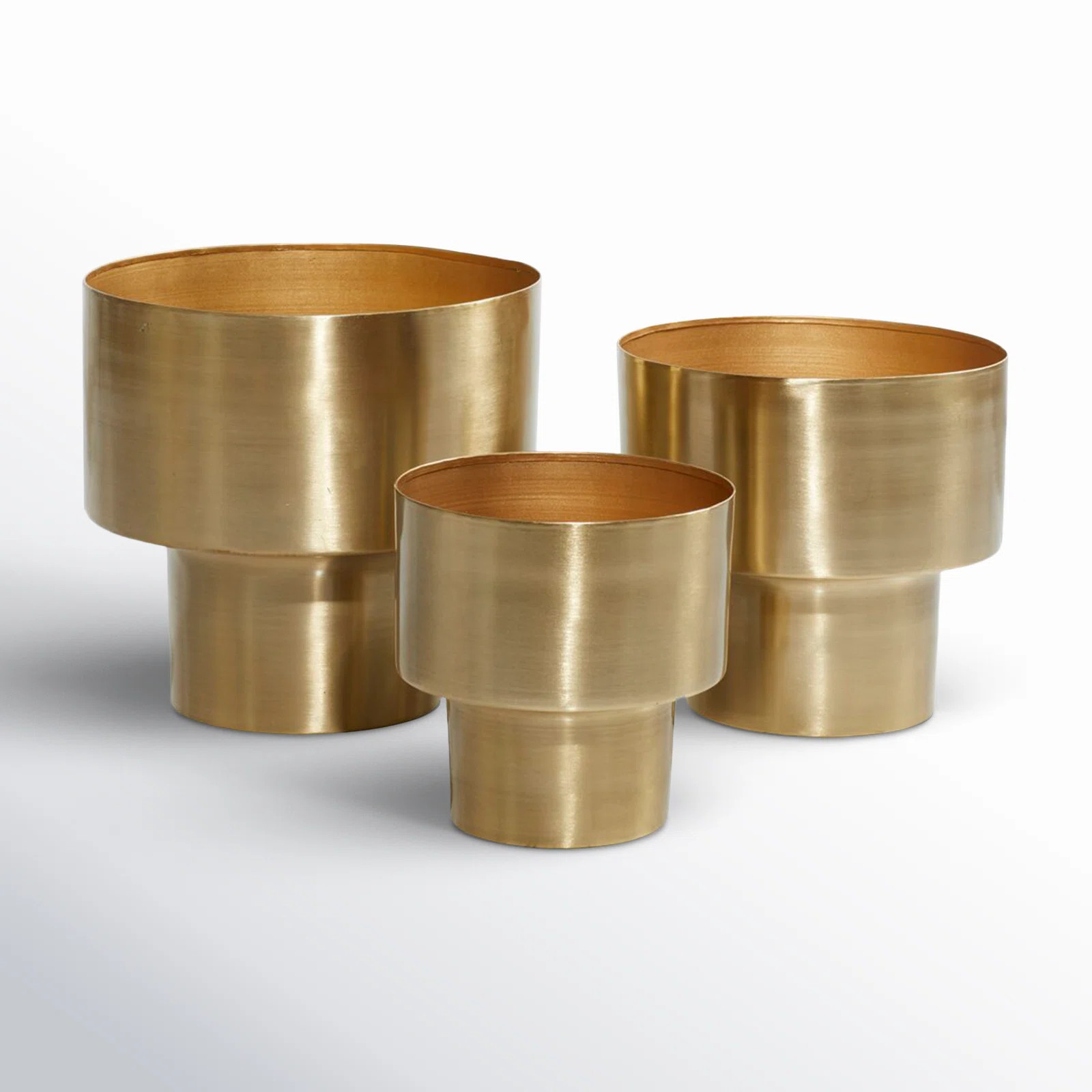 3 Piece Metal Brushed Indoor Outdoor Planter Set | Wayfair North America