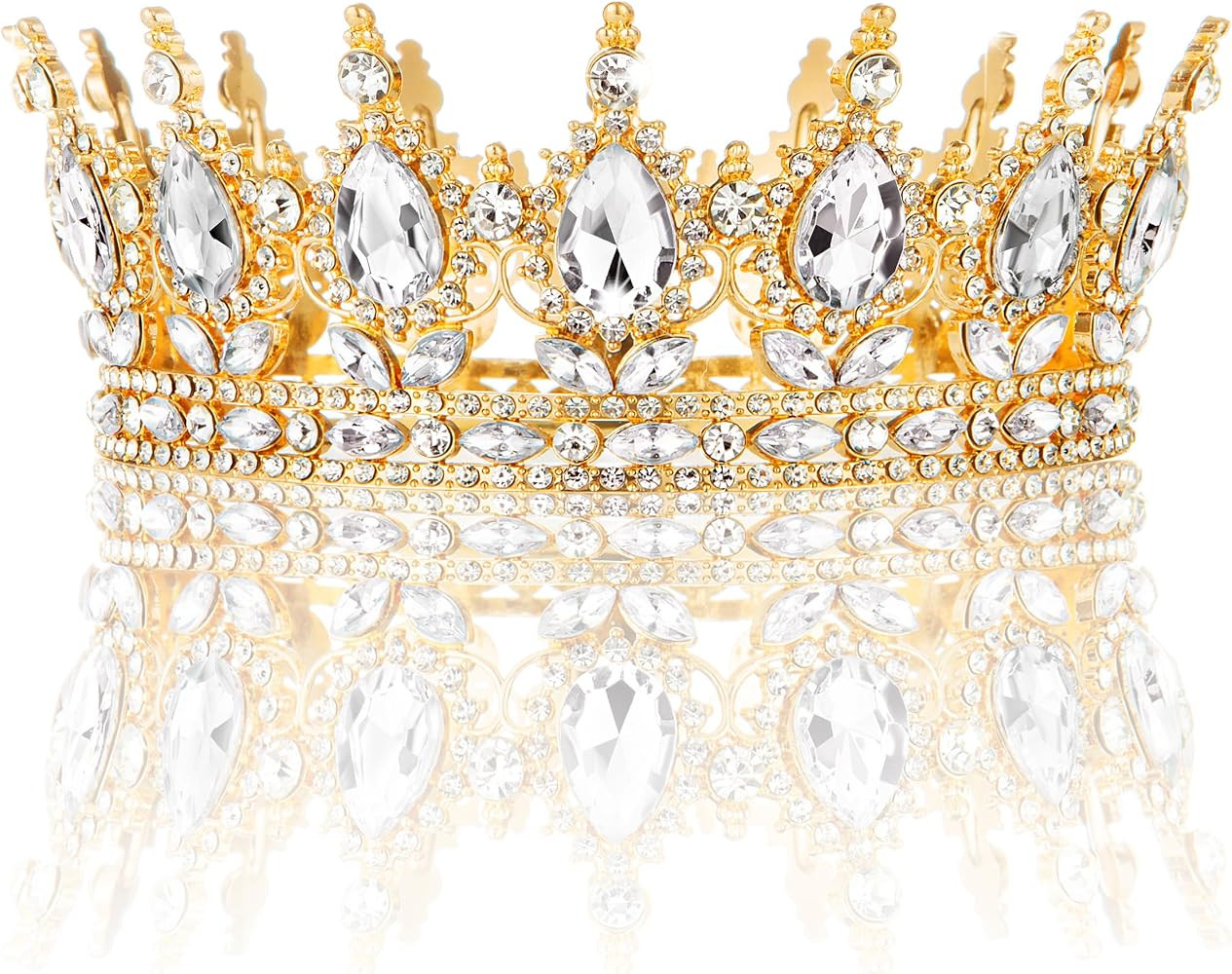 Gold Crown for Women, Crystal Queen Tiaras Headband Wedding Bridal Hair Accessories, Birthday Par... | Amazon (US)