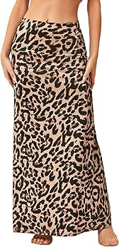 Zando Long Skirts for Women Trendy Dresses High Waisted Maxi Skirt Casual Workout Stretchy Flared... | Amazon (US)