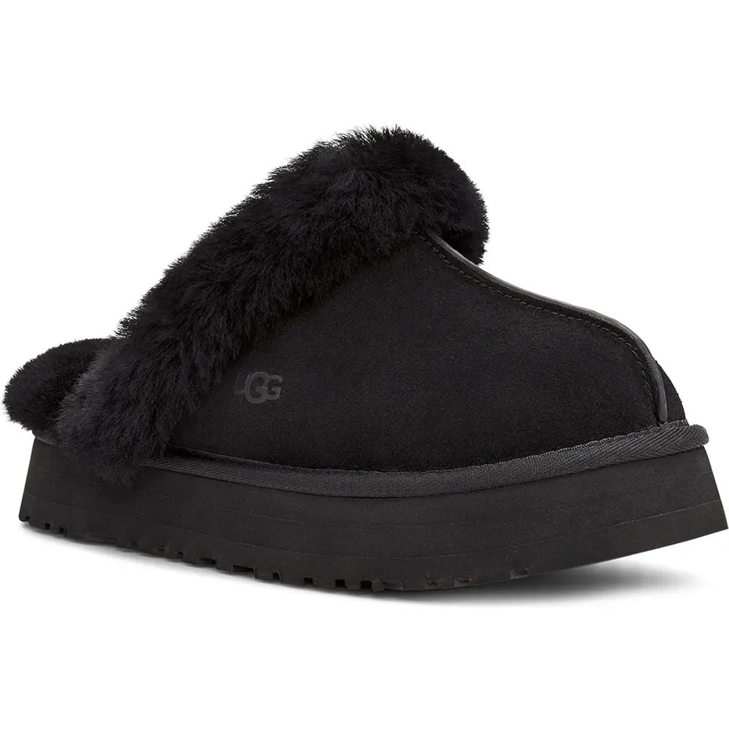 UGG(r) Disquette Slipper in Black Suede at Nordstrom, Size 8 | Nordstrom