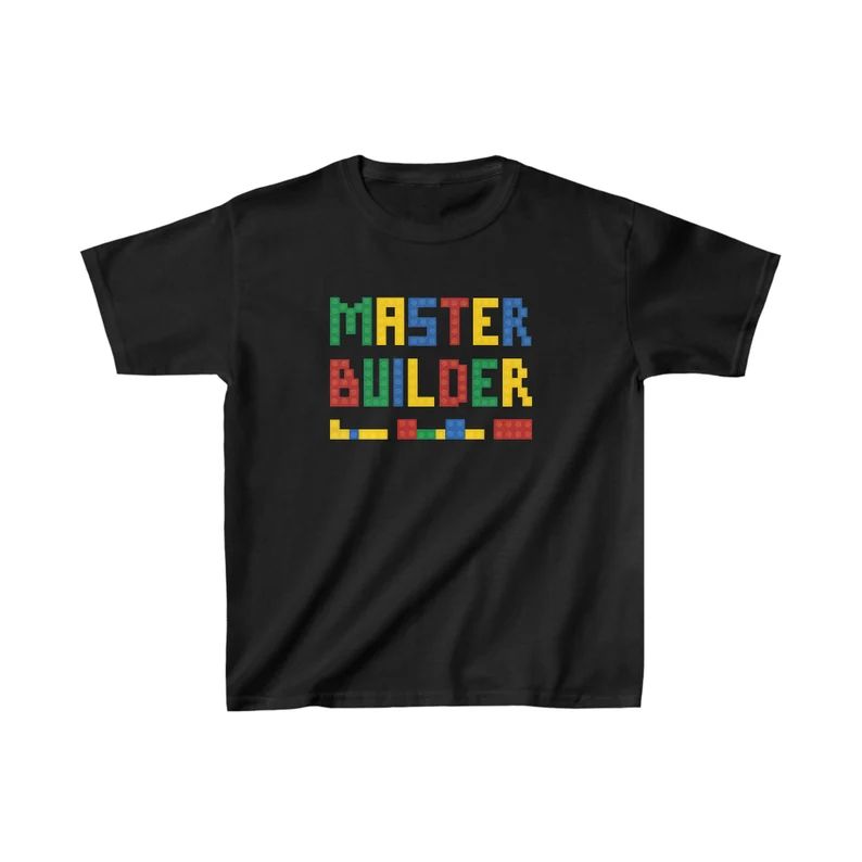 Master Builder Youth Size T-shirt, Building Blocks Outfit, Building Bricks, Blocks Birthday Party... | Etsy (US)