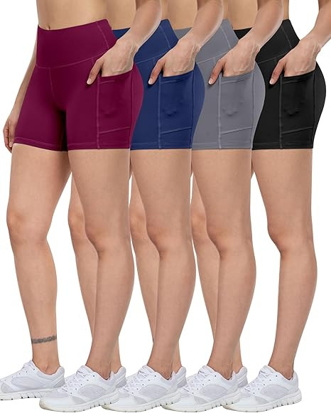 ATHVOTAR Biker Shorts Women with Pockets - 3"/5"/8" High Waisted Workout Spandex Tummy Control Gy... | Amazon (US)