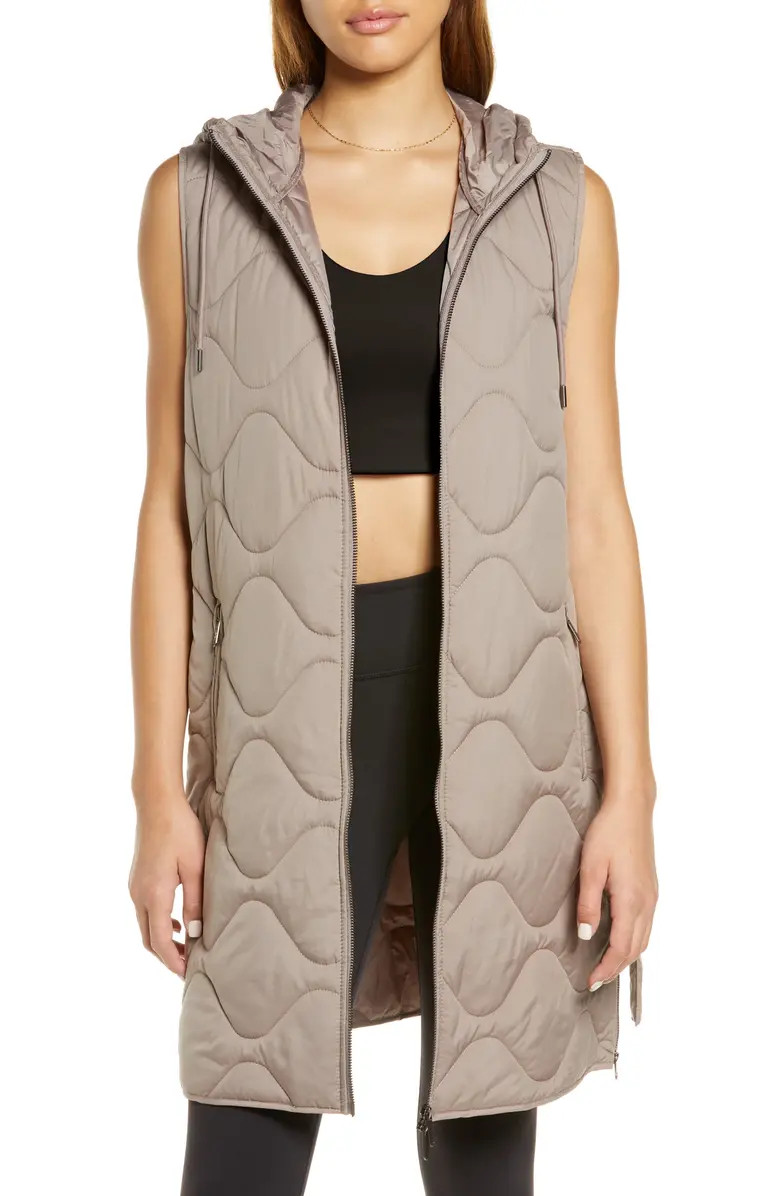Belted Quilted Longline Recycled Polyester Vest | Nordstrom