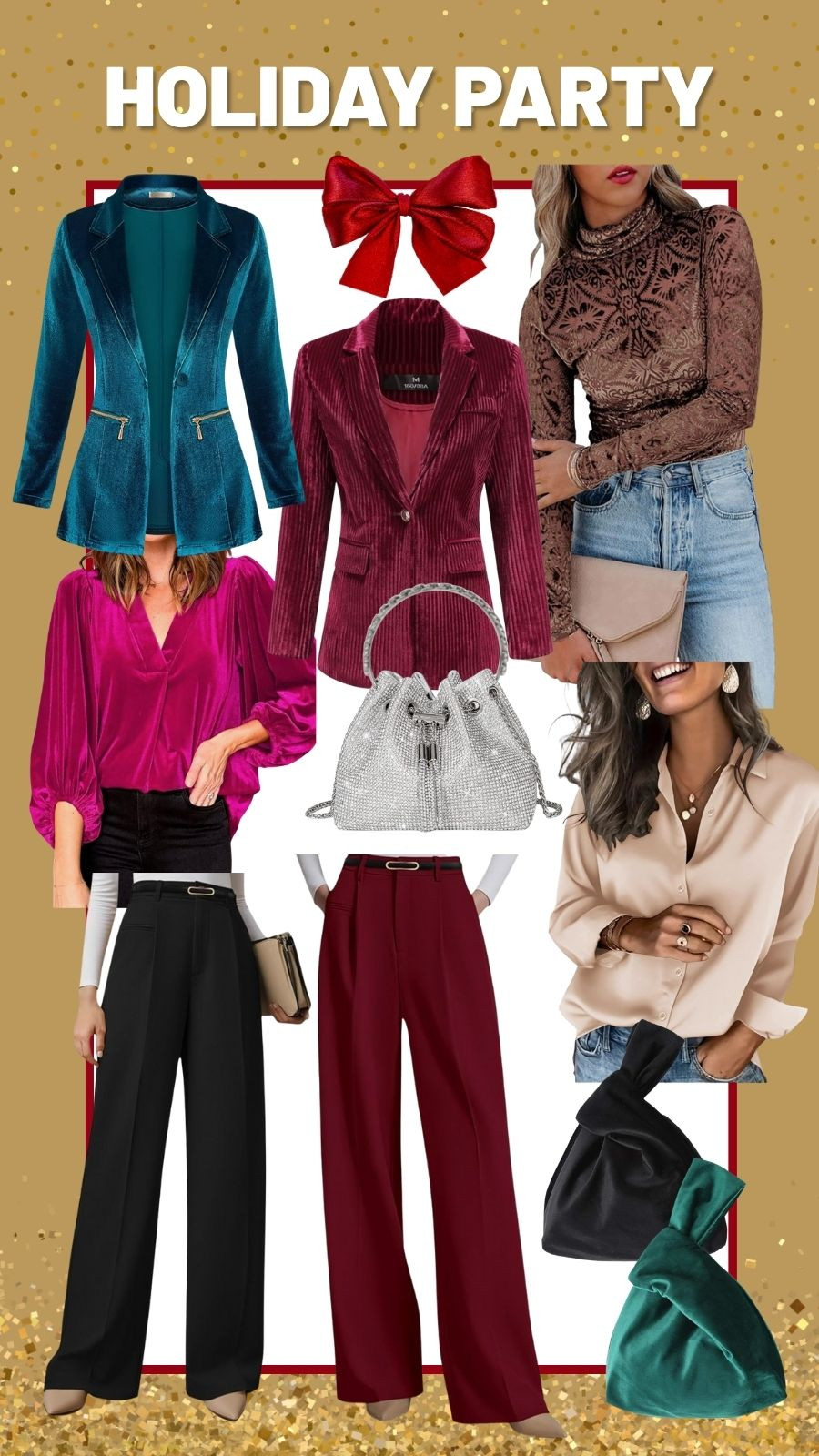 Embrace holiday glamour with these festive outfits! Velvet tops, blazers, and wide leg pants that are perfect for any celebration.  

 #LTKHoliday #LTKSeasonal #LTKOver40